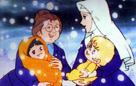 Mademoiselle Pony et Soeur Maria avec les 2 bbs